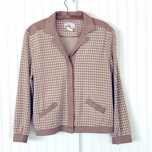 Vintage Brown and White Houndstooth Collared Jacket Willi's of California 70s